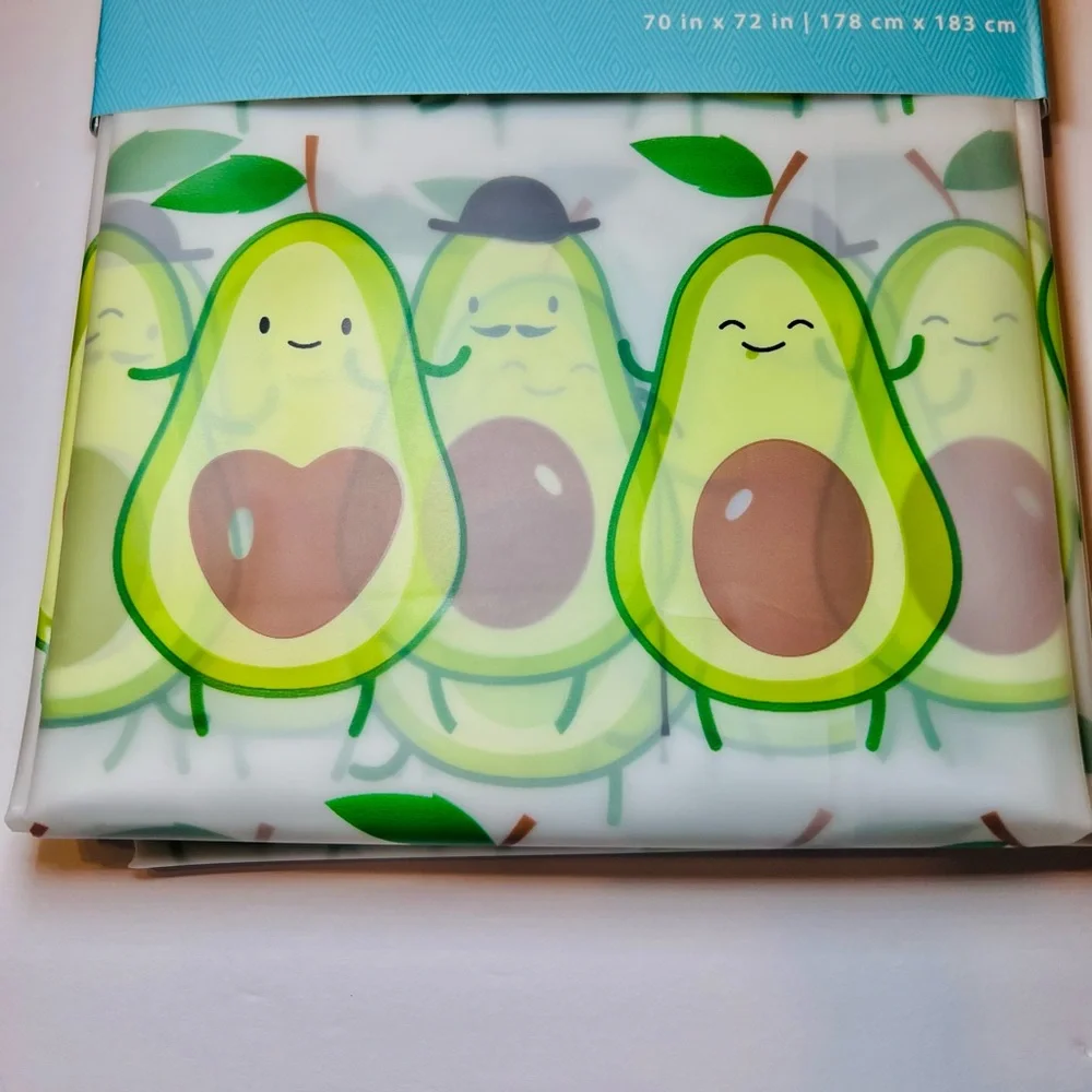Avocado Dudes Peva Shower Curtain Hat Sunglasses Mustache Fun